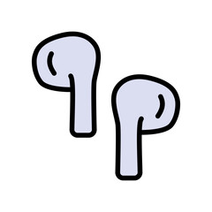 Wireless earphones color icon. Wireless headphones vector flat icon for web design isolated on white background.