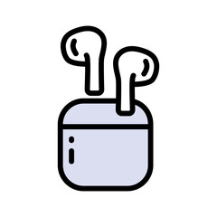 Obraz premium Wireless earphones color icon. Wireless headphones vector flat icon for web design isolated on white background.