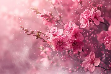 Elegant Pink Cherry Blossoms with Magical Dust Effect