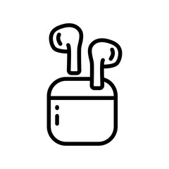 Wireless earphones icon. Outline wireless headphones vector icon for web design isolated on white background.