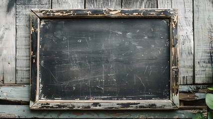 rustic blackboard on wooden wall