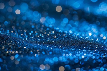Fototapeta premium Beautiful Blue Bokeh Background with Glowing Lights