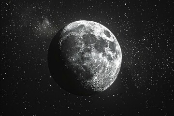 Fototapeta premium Detailed View of the Moon Against a Starry Night Sky