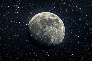 Stunning Full Moon Against a Starry Night Sky