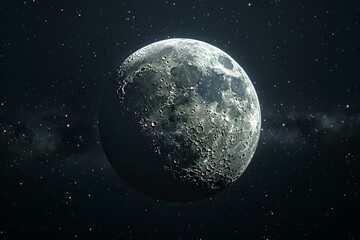 Obraz na płótnie Canvas Detailed View of Moon Surface Against Starry Sky Background