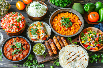 Vibrant display of traditional mexican dishes, perfect for culinary themes