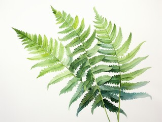 Brake fern watercolor style isolated on white background