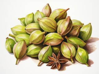 Cardamom watercolor style isolated on white background