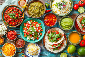 Colorful array of mexican dishes, showcasing a variety of flavors and ingredients