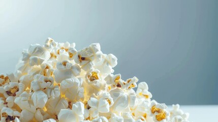 Pile of popcorn on isolated white background. generative AI image