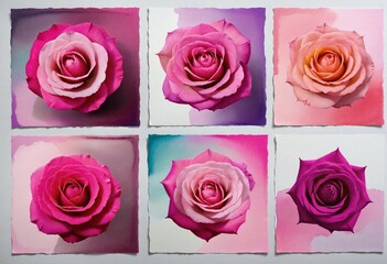 Romantic Rose Bouquet Illustration in Vibrant Pastel Shades
