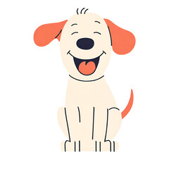 cartoon dog sitting and smiling isolated on white background, transparent png graphic, vector image illustration banner