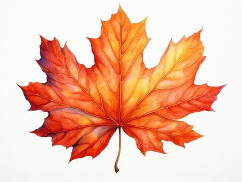Maple watercolor style isolated on white background