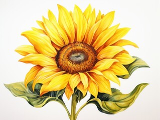 Naklejka premium Sunflower watercolor style isolated on white background