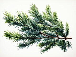 Spruce watercolor style isolated on white background