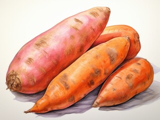 Sweet potato watercolor style isolated on white background