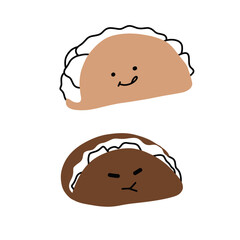 Cute Taco Vector: Simple & Funny Brown Food Illustration with Minimalist Emoticon | Creative Projects