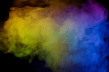 Blue and purple steam on a black background.