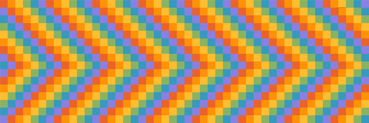 Vector seamless pattern of flat lgbtq chessboard checkered texture with arrow sign.