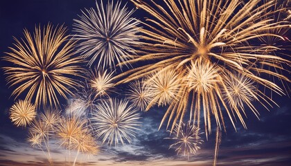new year s eve fireworks on rustic dark blue night sky texture