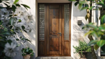 Premium entrance door with wood effect.