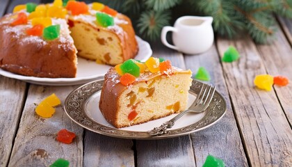 cake with candied fruits and condensed milk