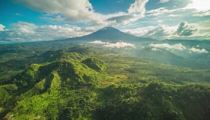 timelapse philippines landscape aerial mist hills view at sunny day majestic nobody nature scape with mount and valley in abudant green plants grasses trees soft light hyperlapse drone shot