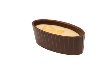 Chocolate candy with a nut isolated on a white background.