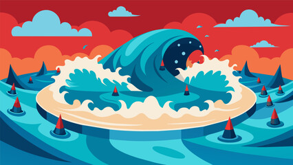 The wave pool resembles a battlefield with the waves constantly bombarding each other in a reflection of the ongoing social turmoil..