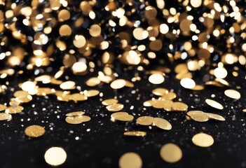'Black glamour sequins. shimmering Glittering background Friday confetti excitement. glistering abstract gold shine celebration pattern texture effect holiday sparkle shiny lu'