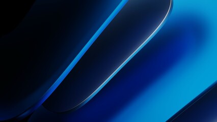 Abstract background pattern of blue geometric sheets and black light shadows.3D rendering.