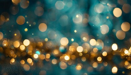 christmas background with blurred lights in the style of dark azure and gold generative ai