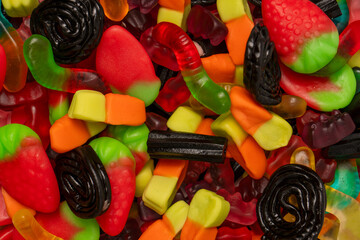 Assorted colorful gummy candies. Jelly  sweets.