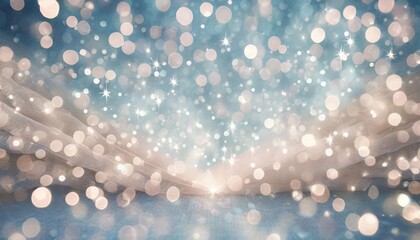 light blue bokeh background with lights and stars in the form of a shaped canvas light white and light beige pale pink and light indigo add light christmas - Powered by Adobe