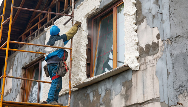 Builder working at construction 