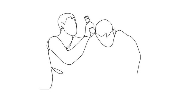 Animated self drawing of people doing praying during Hajj month. People using ihram for hajj pray activity in simple linear style video design concept. Islamic hajj day design video illustration. 