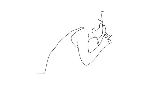 Animated self drawing of people doing praying during Hajj month. People using ihram for hajj pray activity in simple linear style video design concept. Islamic hajj day design video illustration. 