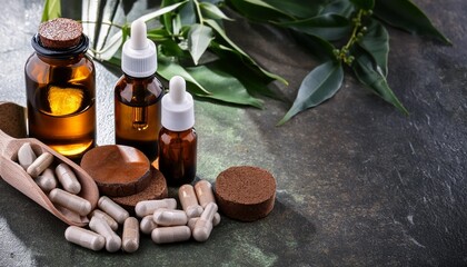 natural homeopathic remedies for illness including herbal supplements essential oils and organic ingredients symbolizing a holistic approach to health and wellness