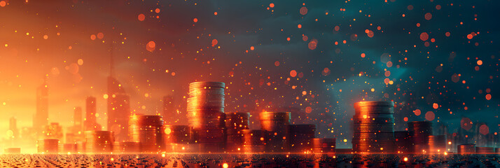 Fototapeta premium Digital Abundance: Financial Growth in a Futuristic Landscape