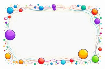 Fototapeta premium Text frame on a white sheet of paper, colorful frames, birds, balls, berries, threads