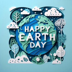 Happy Earth Day Poster illustration.Planet and its components.generative ai art