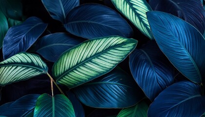 closeup green leaves of tropical plant in garden dense dark green leaf with beauty pattern texture background green leaves for spa background green wallpaper top view ornamental plant in garden