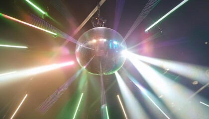 disco mirror ball struck nightclub lasers exploding into prismatic rainbows generative ai