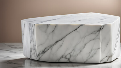A white marble table with a black border