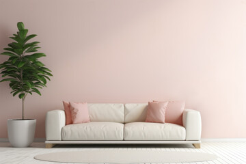 Wall mockup in modern minimalist interior design of living room, mock up