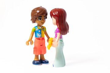 Fototapeta premium Lego Friends boy and girl mini figures
