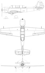 Yakovlev Yak-52 3-view svg vector file