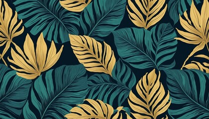 Fototapeta premium Opulent and Intricate Tropical Scheme with Vibrant Floral Motifs