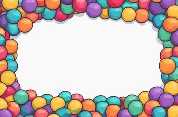 Text frame on a white sheet of paper, colorful frames, birds, balls, berries, threads