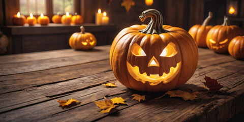 halloween pumpkin on table